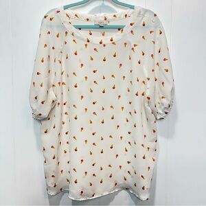 Loft Pink Ice Cream Cone Novelty Print Blouse Size XL